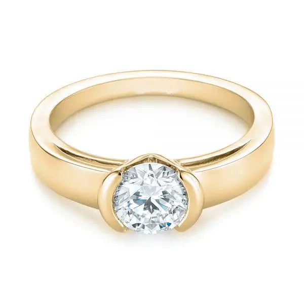 Solitaire Semi-bezel Diamond Engagement Ring [Setting Only] - EC033 - Roselle Jewelry