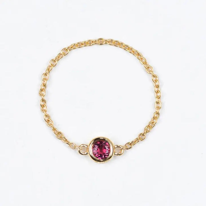 18K Light luxury Birthstone chain Rings - LR6 - Roselle Jewelry