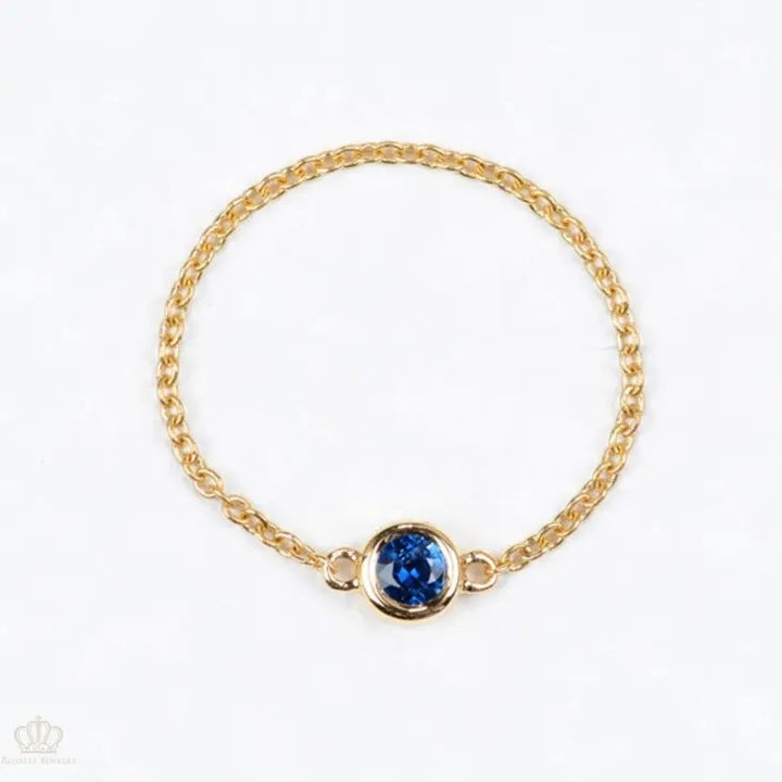 18K Light luxury Birthstone chain Rings - LR6 - Roselle Jewelry