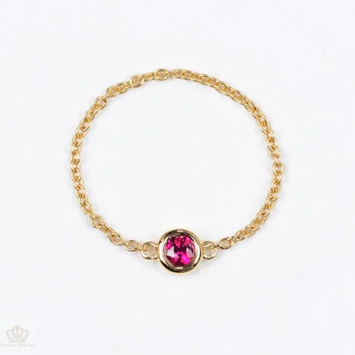 18K Light luxury Birthstone chain Rings - LR6 - Roselle Jewelry