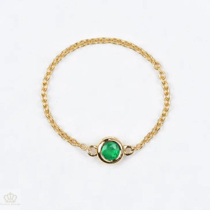 18K Light luxury Birthstone chain Rings - LR6 - Roselle Jewelry