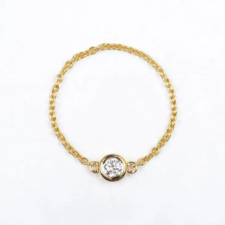 18K Light luxury Birthstone chain Rings - LR6 - Roselle Jewelry