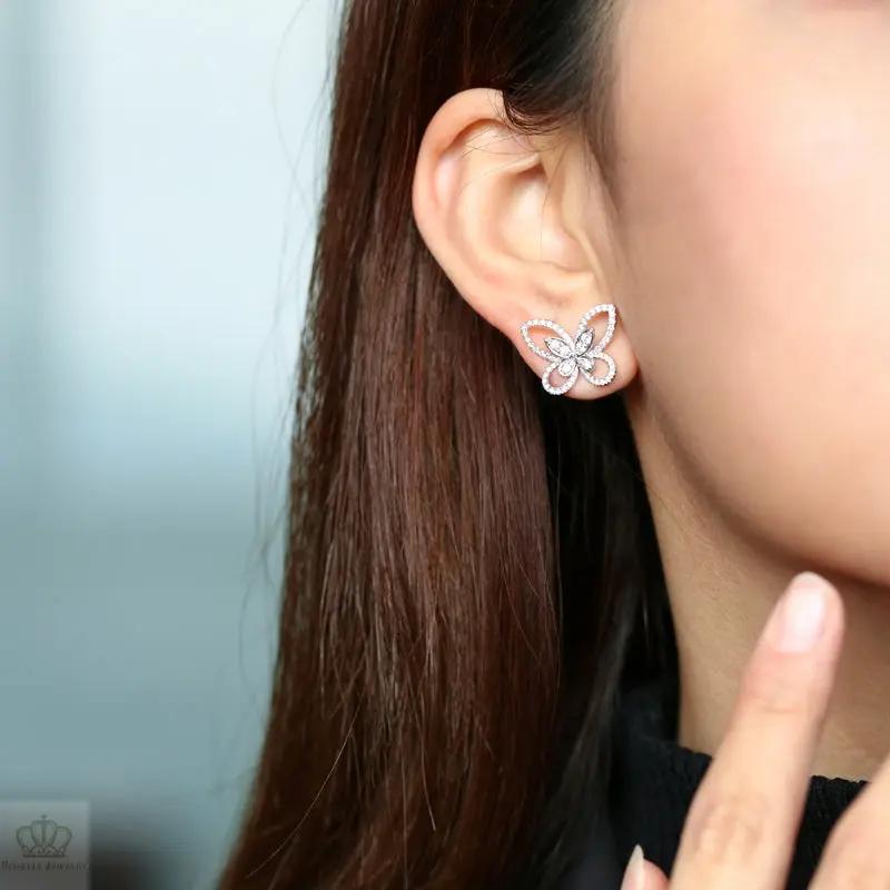 Cutout Butterfly Mini Diamond Earring [pre order] - SE001 - Roselle Jewelry