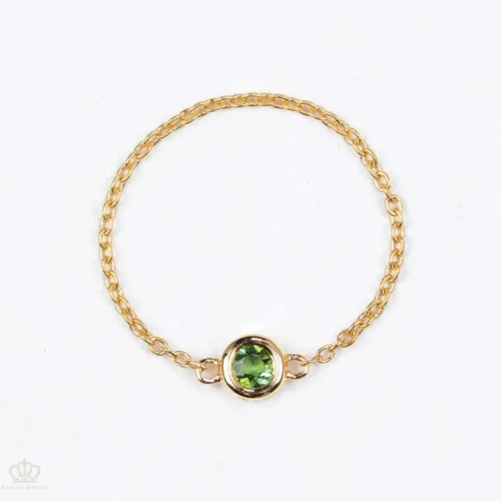 18K Light luxury Birthstone chain Rings - LR6 - Roselle Jewelry
