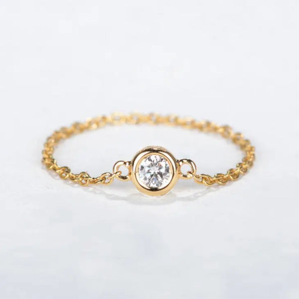 18K Light luxury Birthstone chain Rings - LR6 - Roselle Jewelry