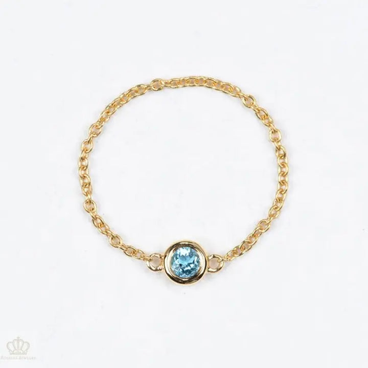 18K Light luxury Birthstone chain Rings - LR6 - Roselle Jewelry
