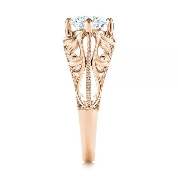 Vintage-inspired Filigree Diamond Solitaire Engagement Ring [Setting Only] - EC027 - Roselle Jewelry