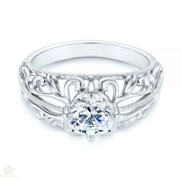 Vintage-inspired Filigree Diamond Solitaire Engagement Ring [Setting Only] - EC027 - Roselle Jewelry