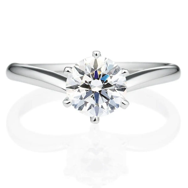 Six Prong Solitaire V Shape Round Brilliant Engagement Ring [Setting Only] - EC006 - Roselle Jewelry