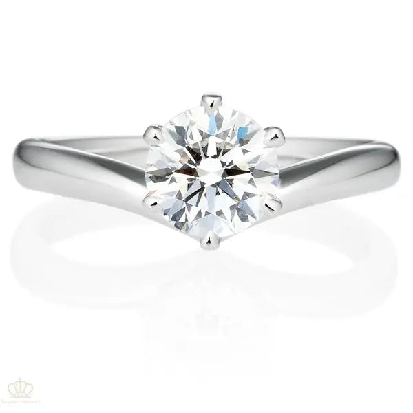Six Prong V Shape Round Brilliant Engagement Ring [Setting Only] - EC013 - Roselle Jewelry