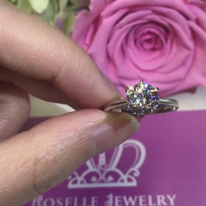 V14 - Six Prong Vintage Solitaire Engagement Ring