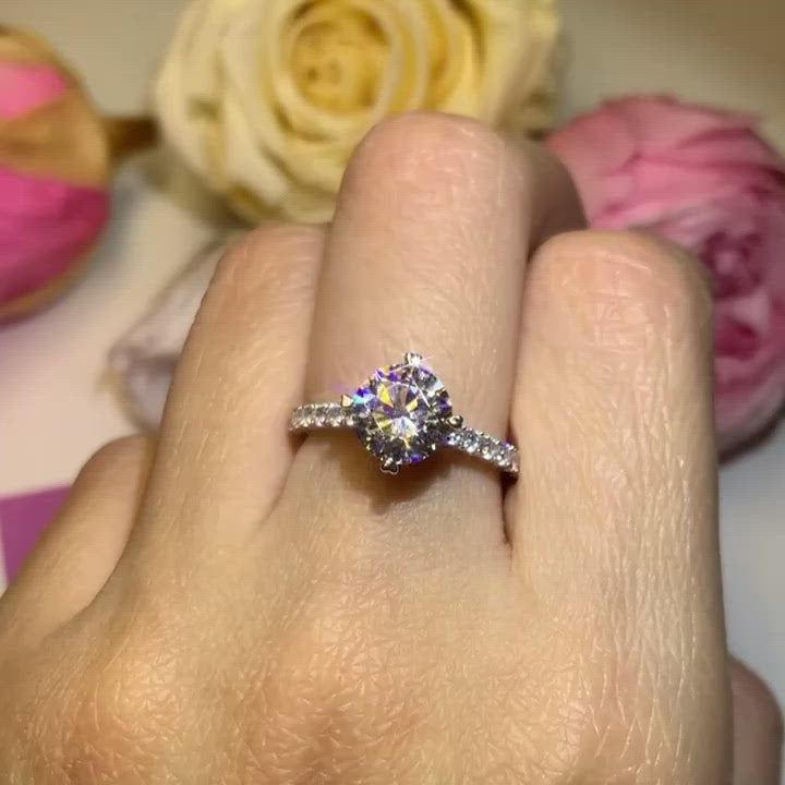 T23 - Four Prong Side Stone Engagement Ring