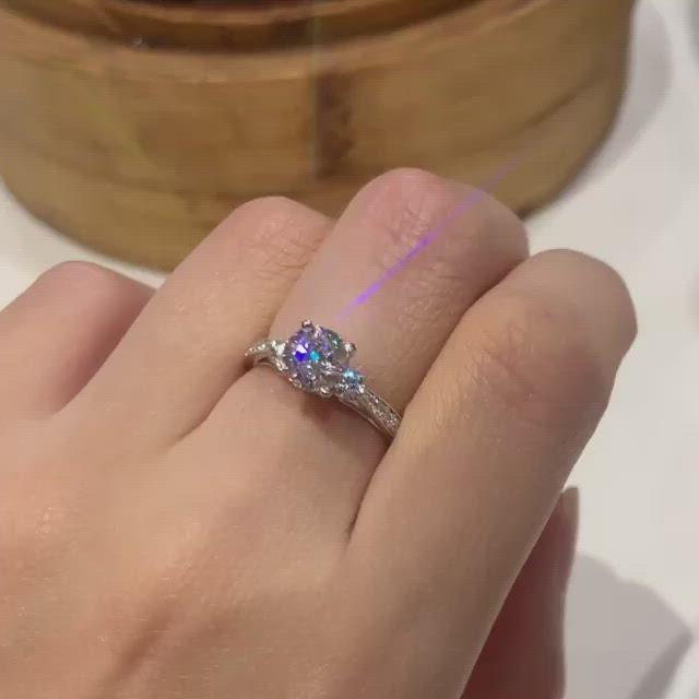 V1 - Vintage Side Stone Engagement Ring