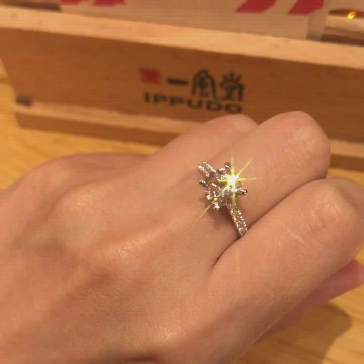 T14 - Four Prong Side Stone Engagement Ring