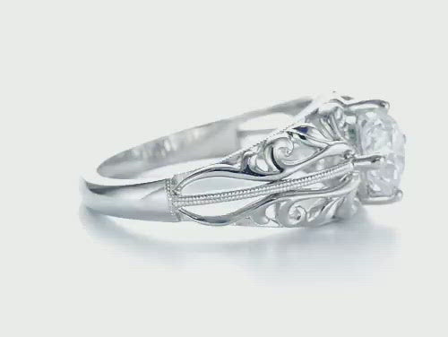 Vintage-inspired Filigree Diamond Solitaire Engagement Ring [Setting Only] - EC027