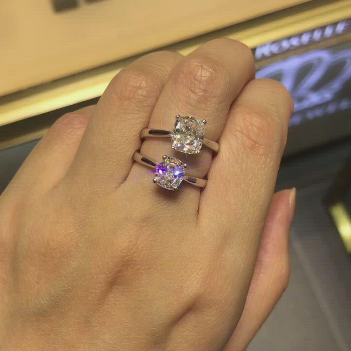 NC1 - Four Prong Cushion Cut Solitaire Engagement Ring