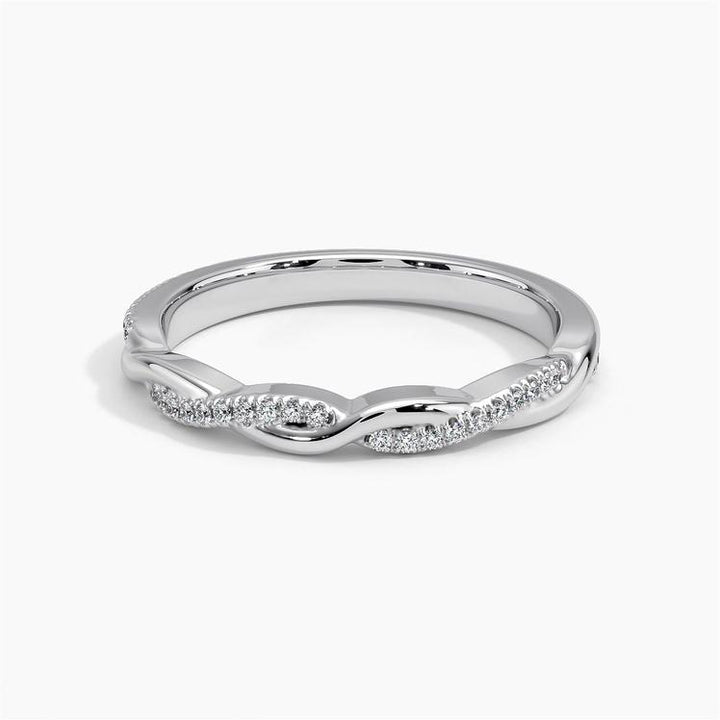 0.12CTW Petite Twisted Vine Diamond Wedding Band Ring - LR30 - Roselle Jewelry