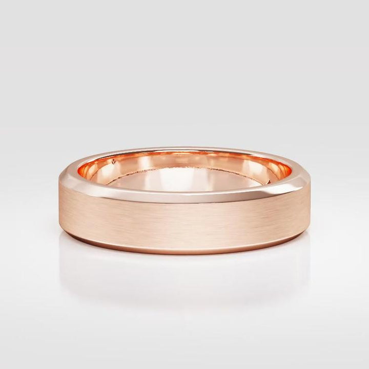 5.5mm Men's Beveled Edge Matte Wedding Ring - NM30 - Roselle Jewelry