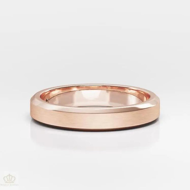 4mm Men's Beveled Edge Matte Wedding Ring - NM29 - Roselle Jewelry