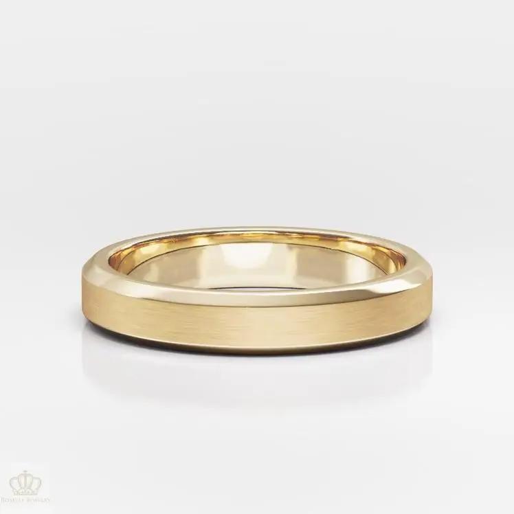 4mm Men's Beveled Edge Matte Wedding Ring - NM29 - Roselle Jewelry