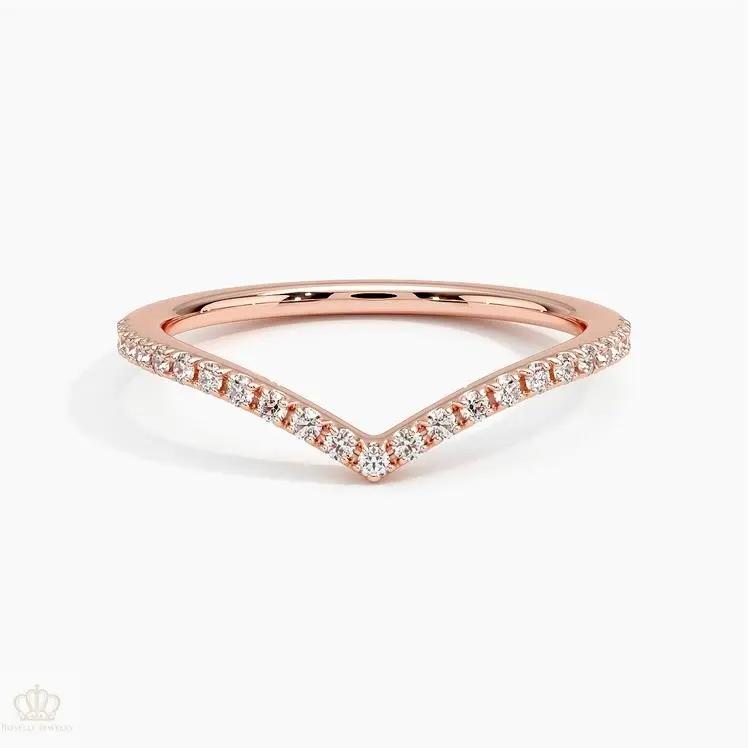 0.17CTW Flair V Shape Wedding Band Ring - LR28 - Roselle Jewelry