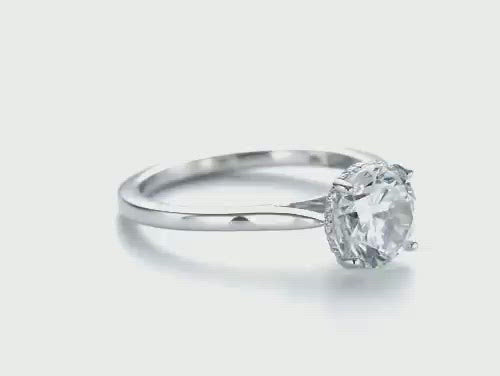 Micro Pave Diamond Side Stone Engagement Ring [Setting Only] - EC087