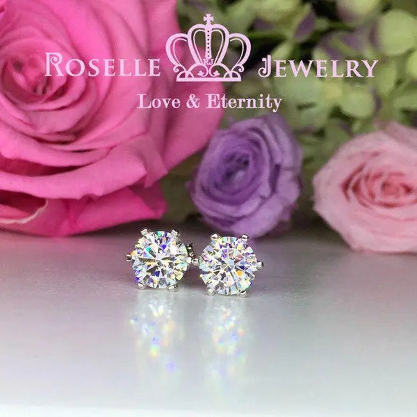Six Prong Stud Earrings - H65 - Roselle Jewelry