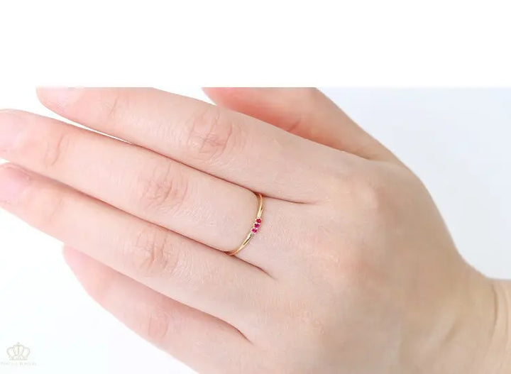18K Light Luxury Three Stone Lab Grown Ruby Ring - LR10 - Roselle Jewelry