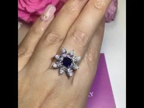 Lab Grown Sapphire Floral Fashion Ring - SS2 - Roselle Jewelry
