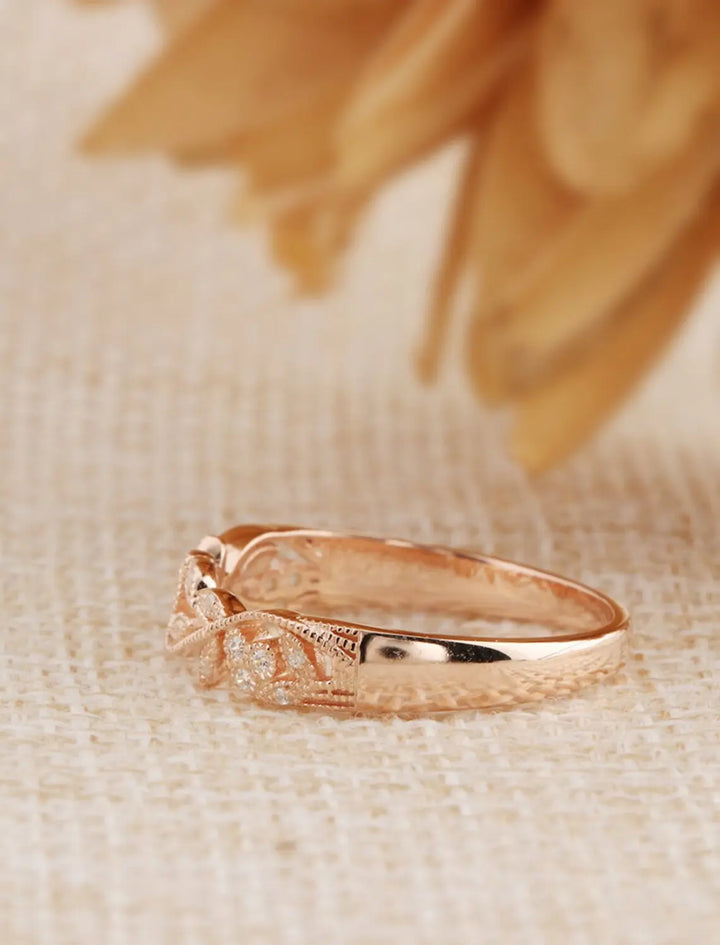 Floral Leaf Design Stack Diamond Fashion Ring - LR17 - Roselle Jewelry