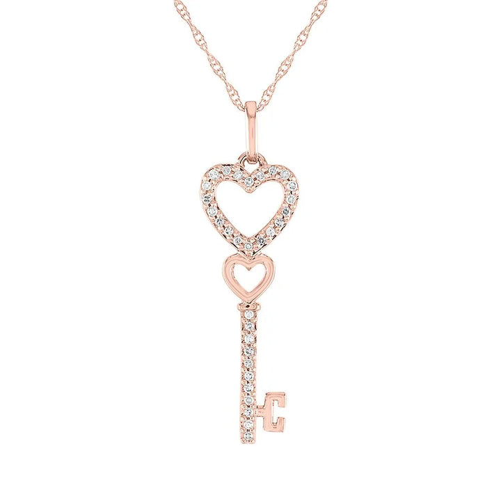 Heart Key Diamond Pendant [pre order] - SN006 - Roselle Jewelry