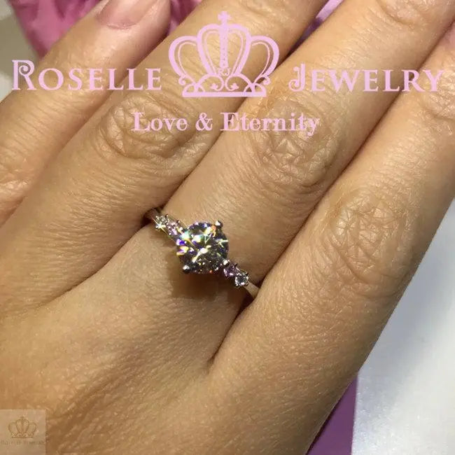 Round Brilliant Cut Side stone Engagement Ring - T20 - Roselle Jewelry