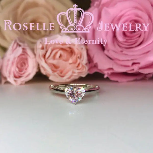 Vintage Heart Shape Solitaire Engagement Ring - VH3 - Roselle Jewelry
