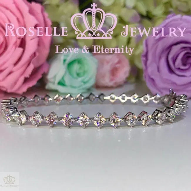 Round Brilliant Cut Four Prong Tennis Bracelet - B15 - Roselle Jewelry