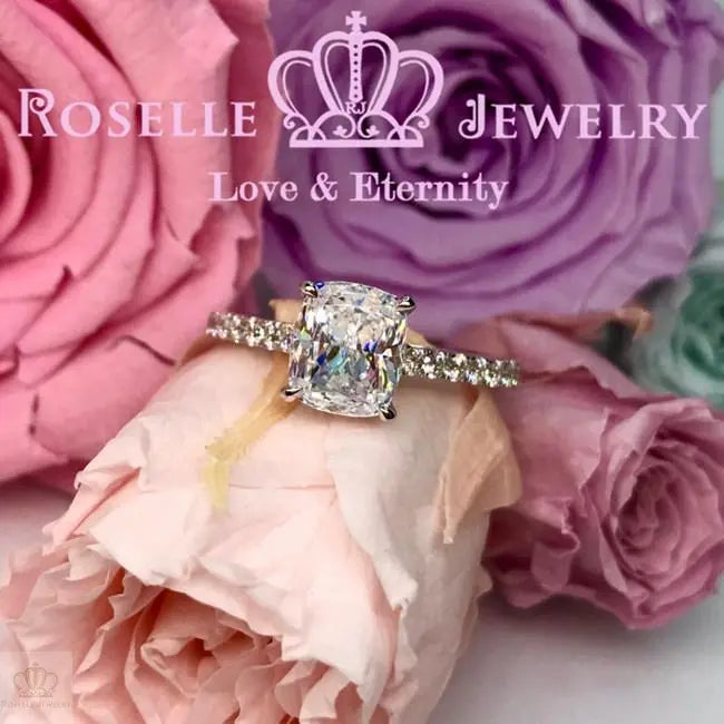 Cushion Cut Side Stone Engagement Ring - TC2 - Roselle Jewelry