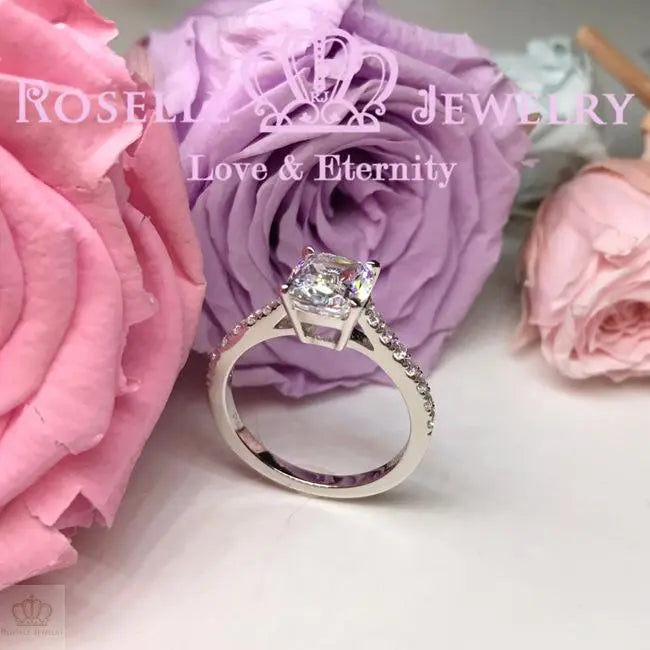 Cushion Cut Side Stone Engagement Ring - TC2 - Roselle Jewelry