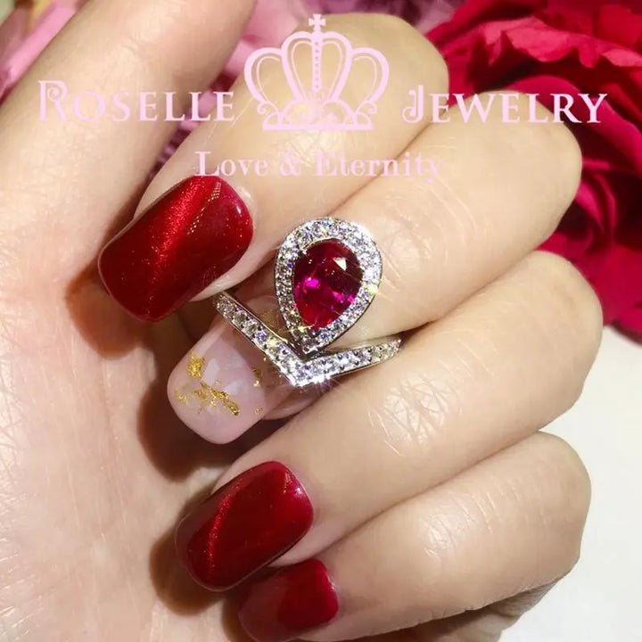 Pear Cut Crown Engagement Ring - VP5 - Roselle Jewelry