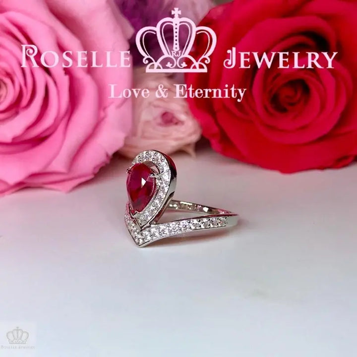 Pear Cut Crown Engagement Ring - VP5 - Roselle Jewelry