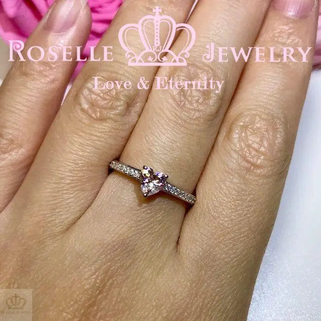 Heart Shape Side Stone Engagement Ring - HR2 - Roselle Jewelry