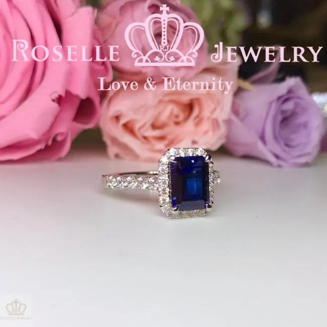 Emerald Cut Halo Engagement Ring - S10 - Roselle Jewelry