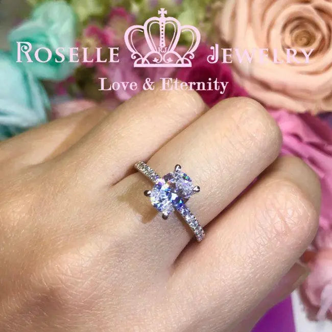 Oval Side Stone Engagement Ring - TO1 - Roselle Jewelry