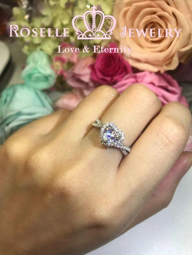 Heart Shape Halo Engagement Ring - VS6 - Roselle Jewelry