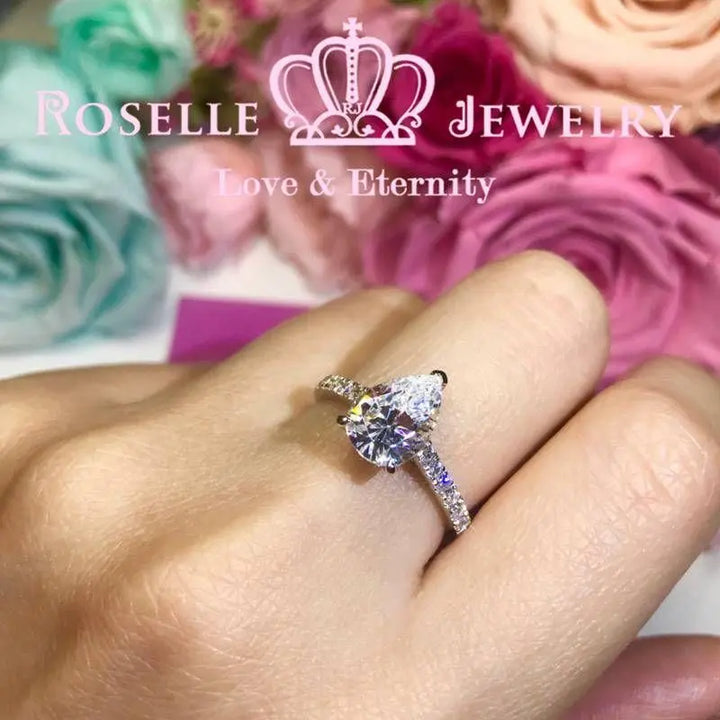 Pear Cut Side Stone Engagement Ring - TP1 - Roselle Jewelry