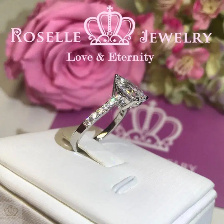 Pear Cut Side Stone Engagement Ring - TP1 - Roselle Jewelry