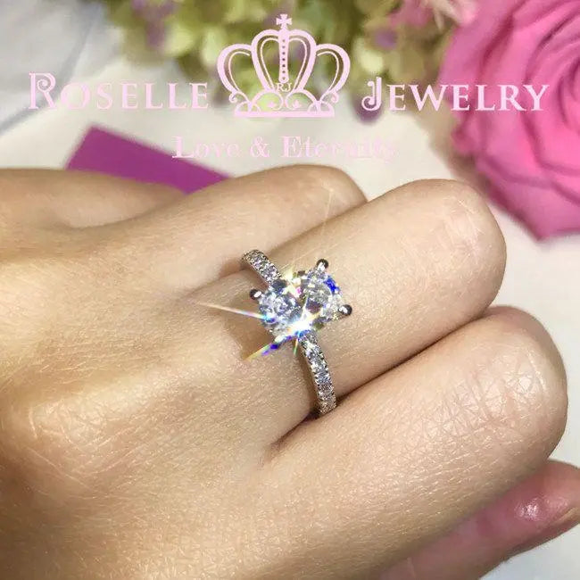 Oval Side Stone Engagement Ring - TO1 - Roselle Jewelry