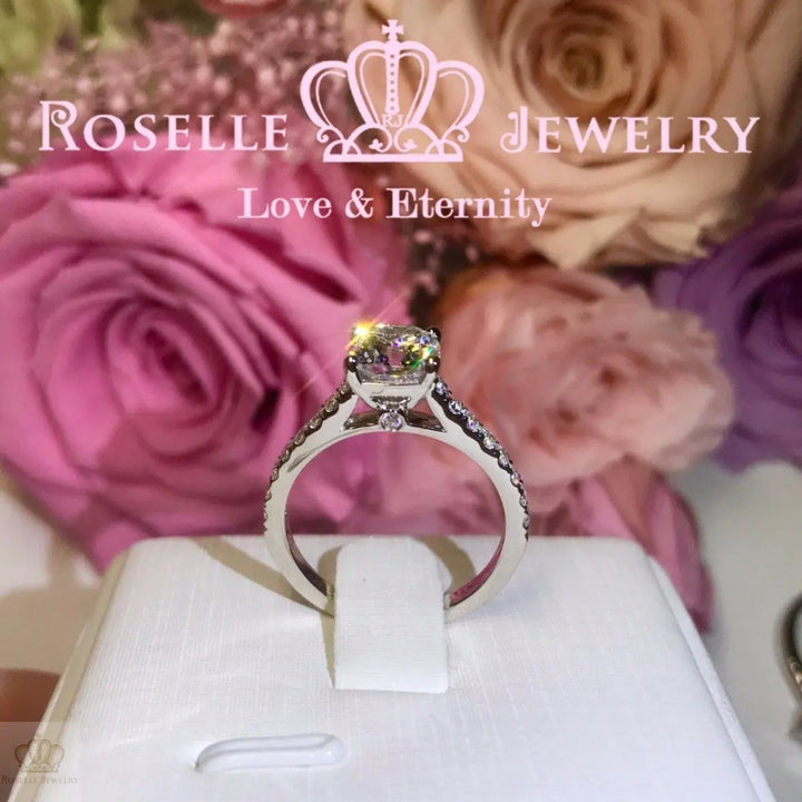 Cushion Cut Side Stone Engagement Ring - TC1 - Roselle Jewelry
