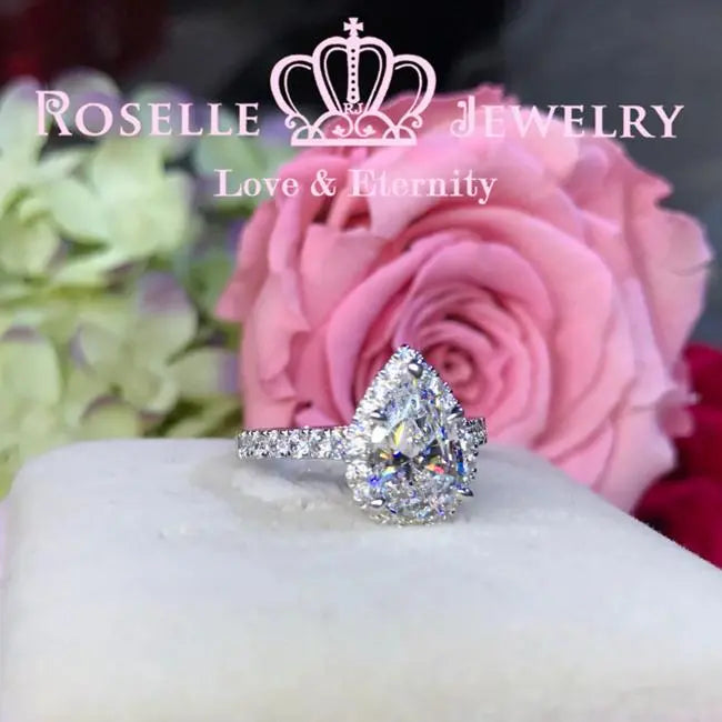 Pear Cut Halo Engagement Ring - VP1 - Roselle Jewelry