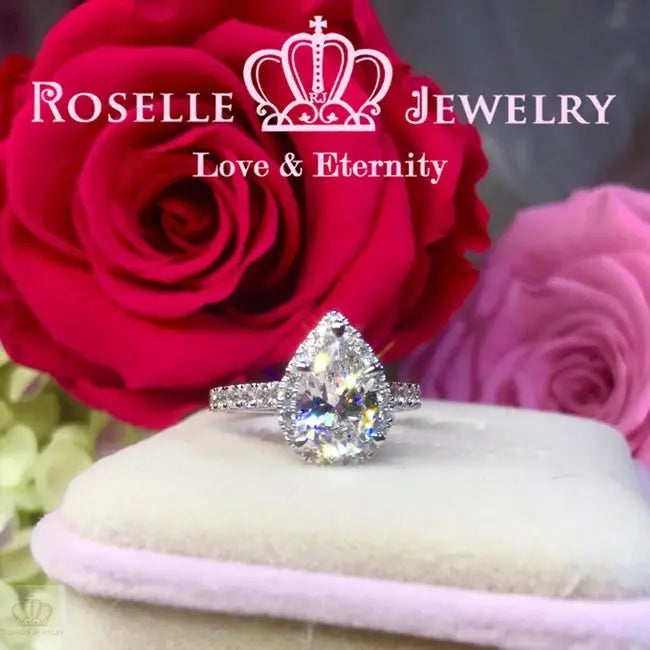 Pear Cut Halo Engagement Ring - VP1 - Roselle Jewelry