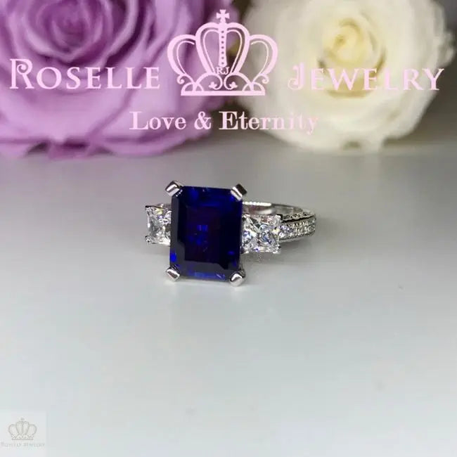 Emerald Cut Side Stone Engagement Rings - TS1 [Clearance ] - Roselle Jewelry