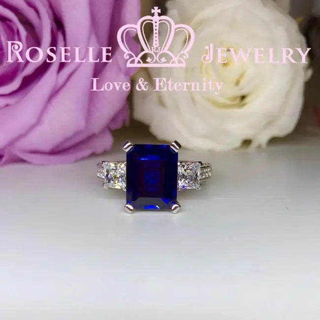 Emerald Cut Side Stone Engagement Rings - TS1 [Clearance ] - Roselle Jewelry